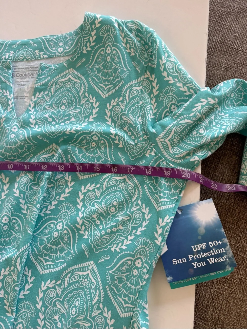 Coolibar Turquoise Paisley-Print Swim Cover-Up Tunic - Picture 6 of 7